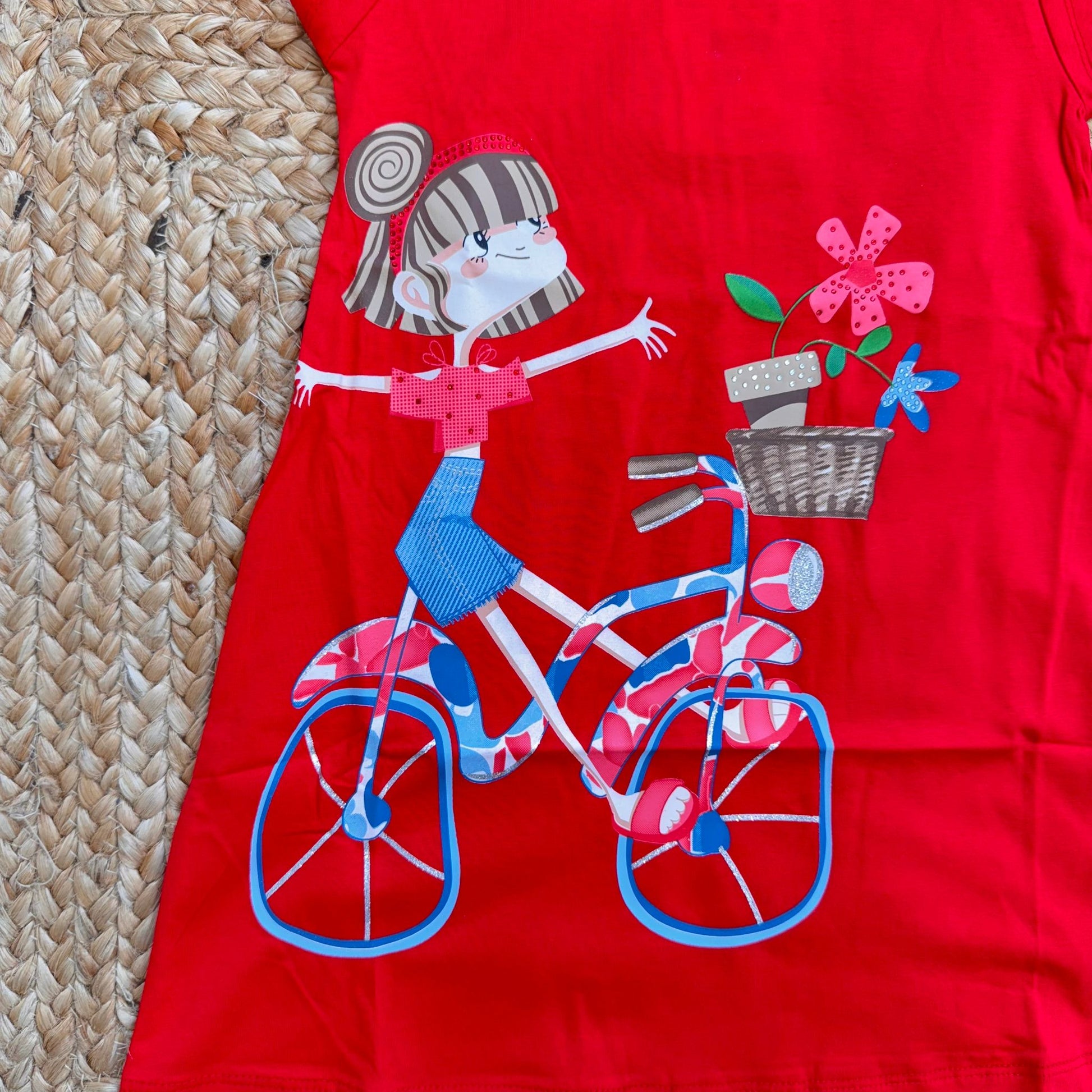 vestito bimba estivo leggero rosso con disegno