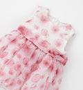 Vestito bimba elegante rosa per primo compleanno con fodera interna in cotone