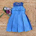 vestito cerimonia bimba blu royal effetto mikado con gonna a pieghe