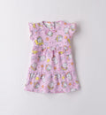 Vestito estivo rosa per neonata con stampa unicorni e volan
