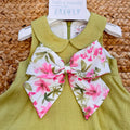 vestito neonata elegante lino cotone verde